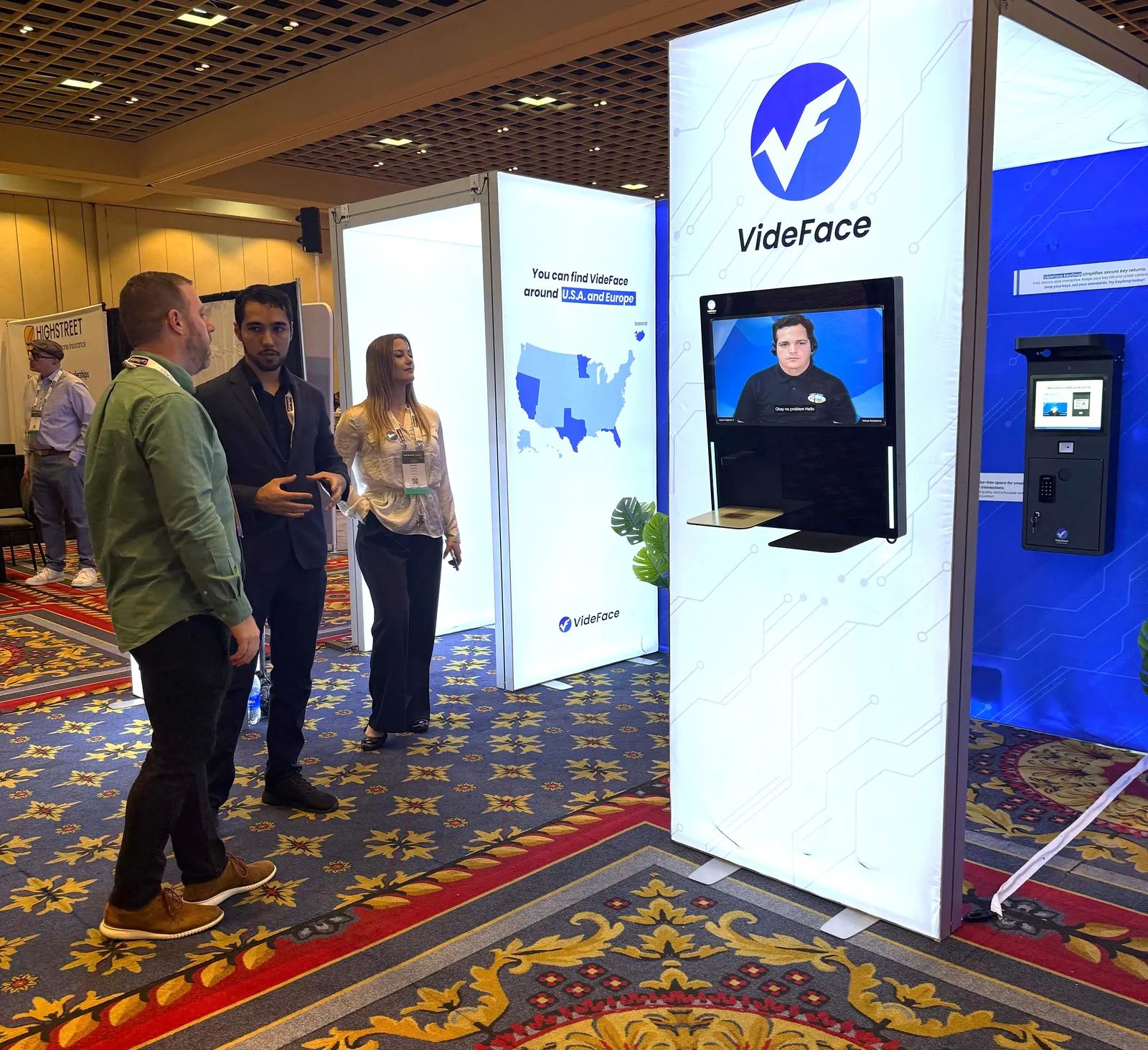 Explaining the product in person at an industry event